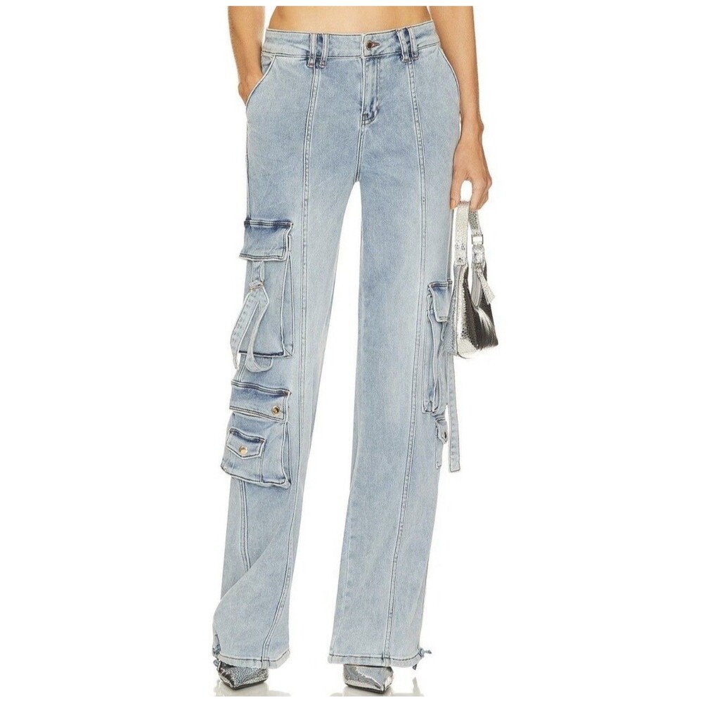 Retrofête Alejandra Jeans 30 Cargo Pant Baggy Straight Leg in Vintage Celeste